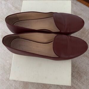 Charlotte Olympia Burgundy Leather Flats, Size 40, US 10, Pre-owned